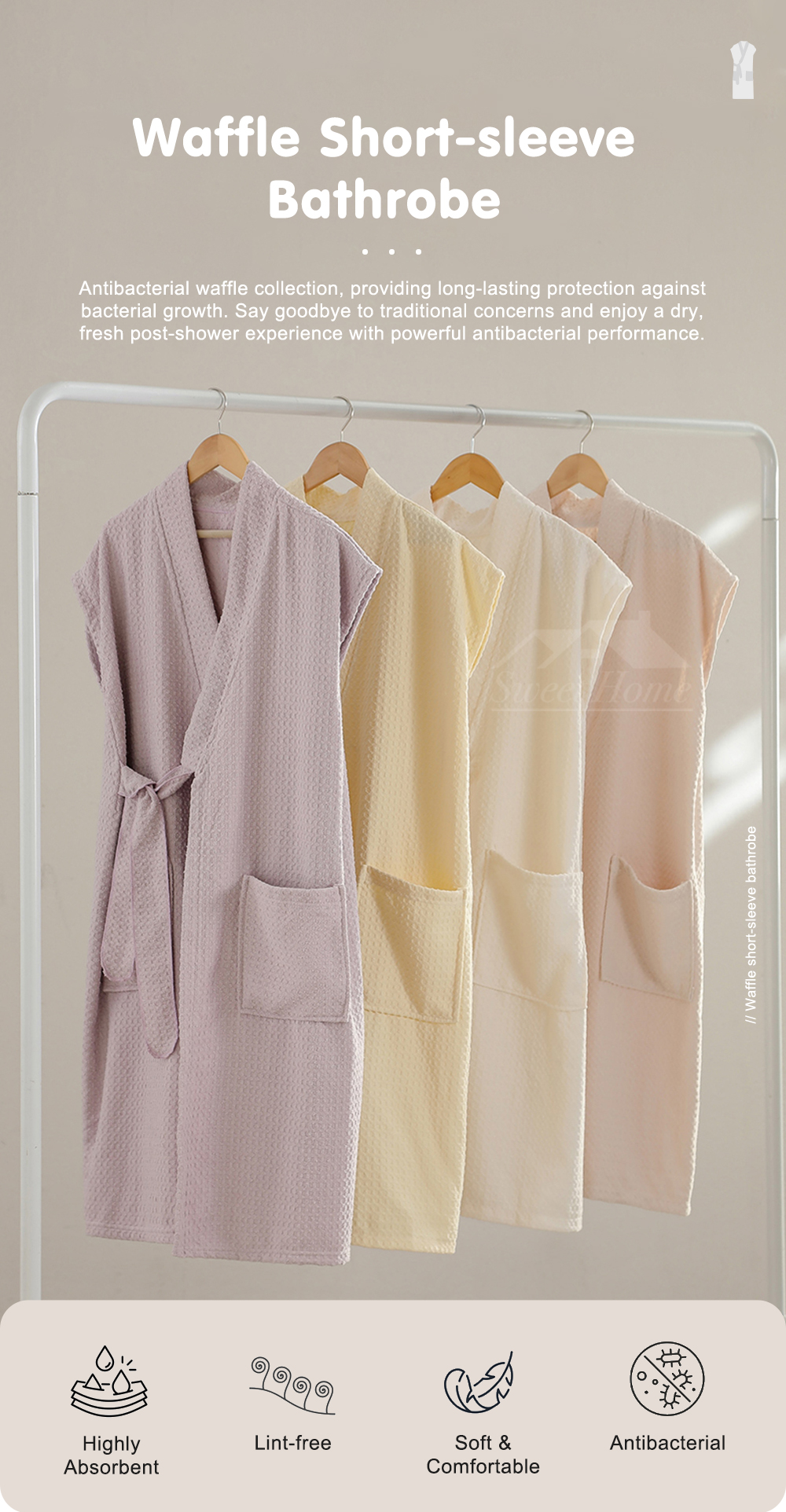 Waffle Short-sleeve Bathrobe-1